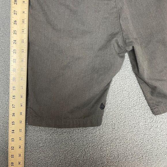Volcom 31 Shorts Dark Charcoal Gray Flat Front Cotton Stretch EUC Mens - Picture 6 of 8